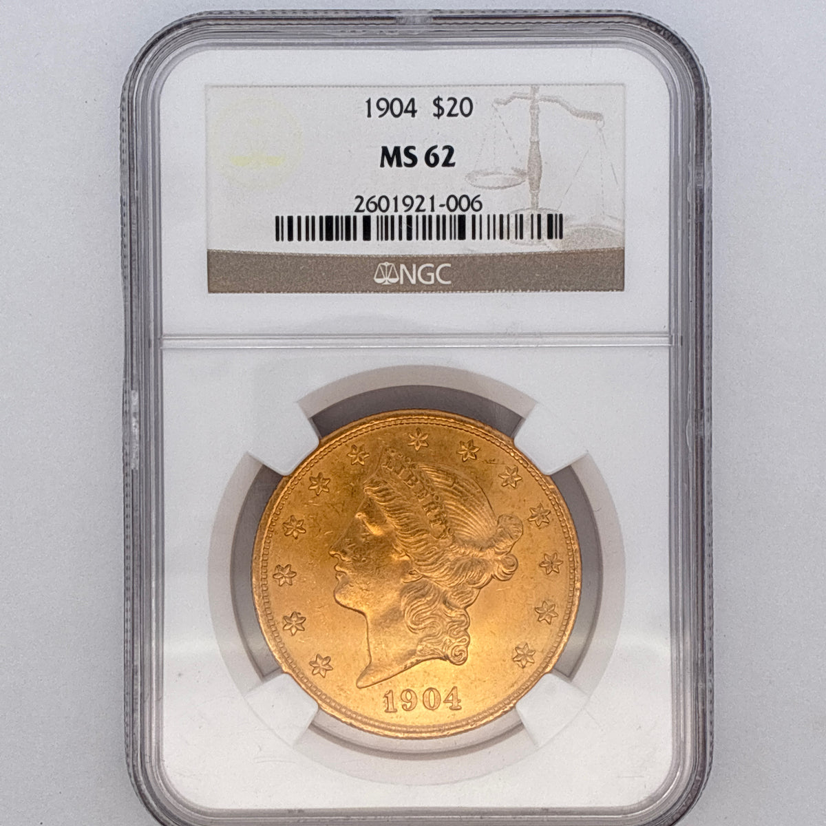 1904 $20 Liberty Head Double Eagle MS62 NGC Graded