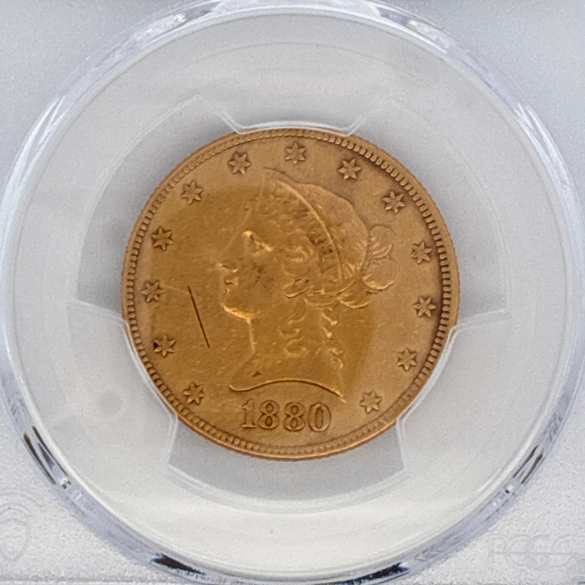 1880 $10 Liberty Head Gold Eagle Harshly Cleaned-AU Detail PCGS Graded
