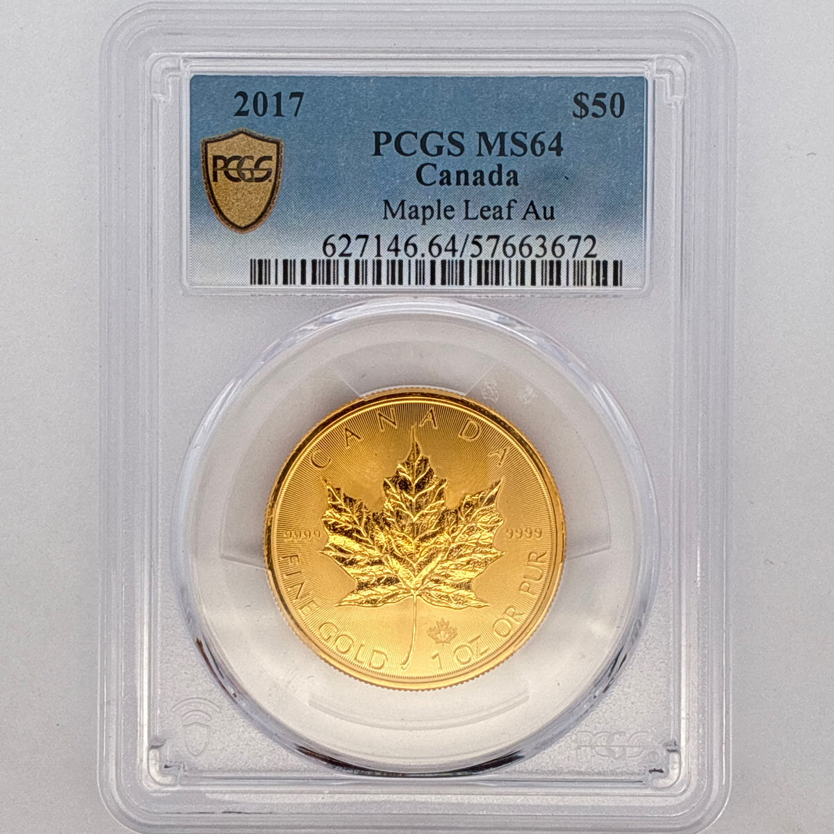 2017 $50 Canadian Gold Maple Leaf MS64 PCGS Graded