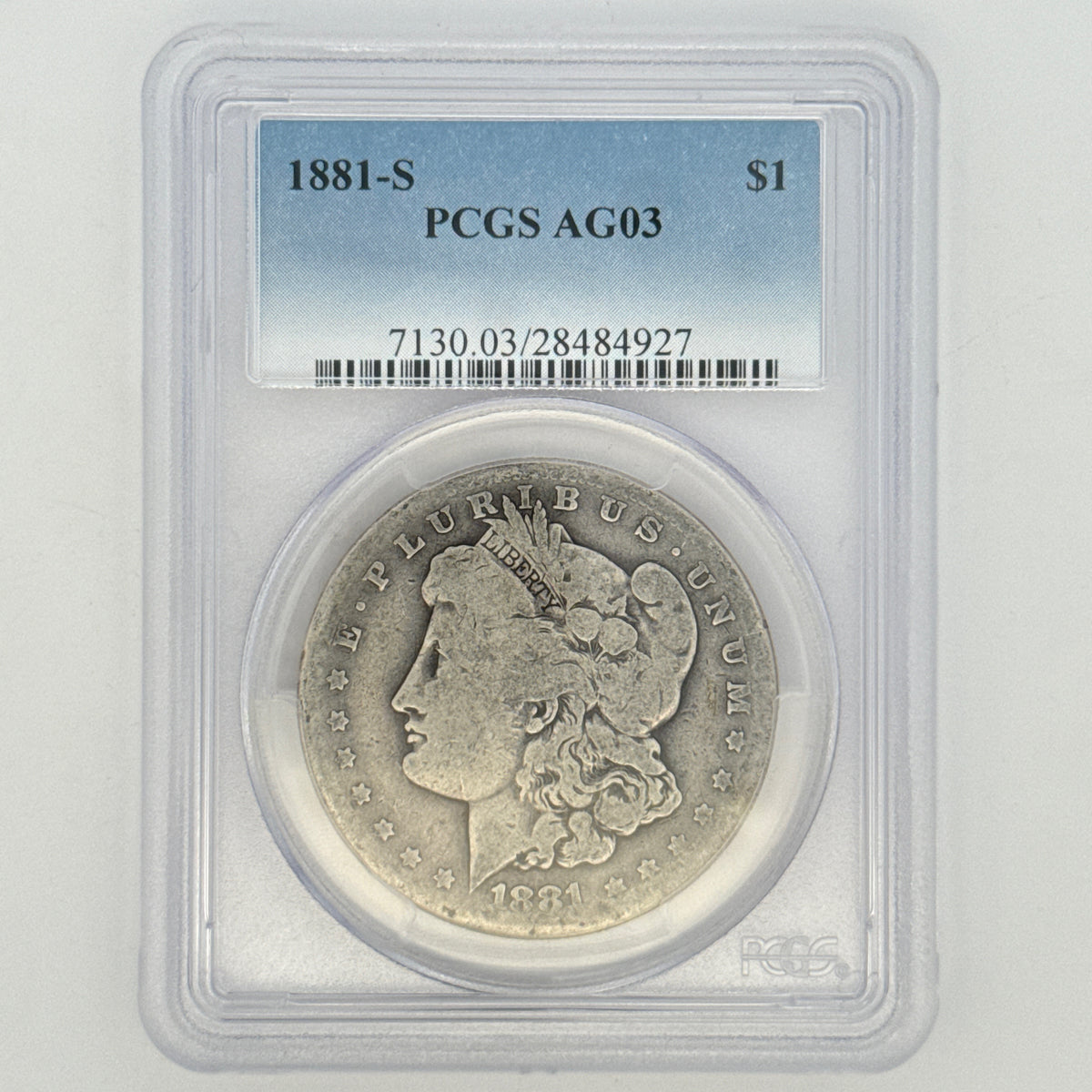 1881-S Morgan Silver Dollar AG3 PCGS Graded