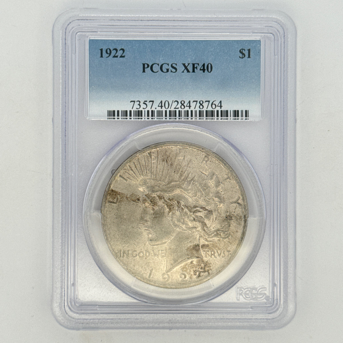 1922 Peace Silver Dollar XF40 PCGS Graded
