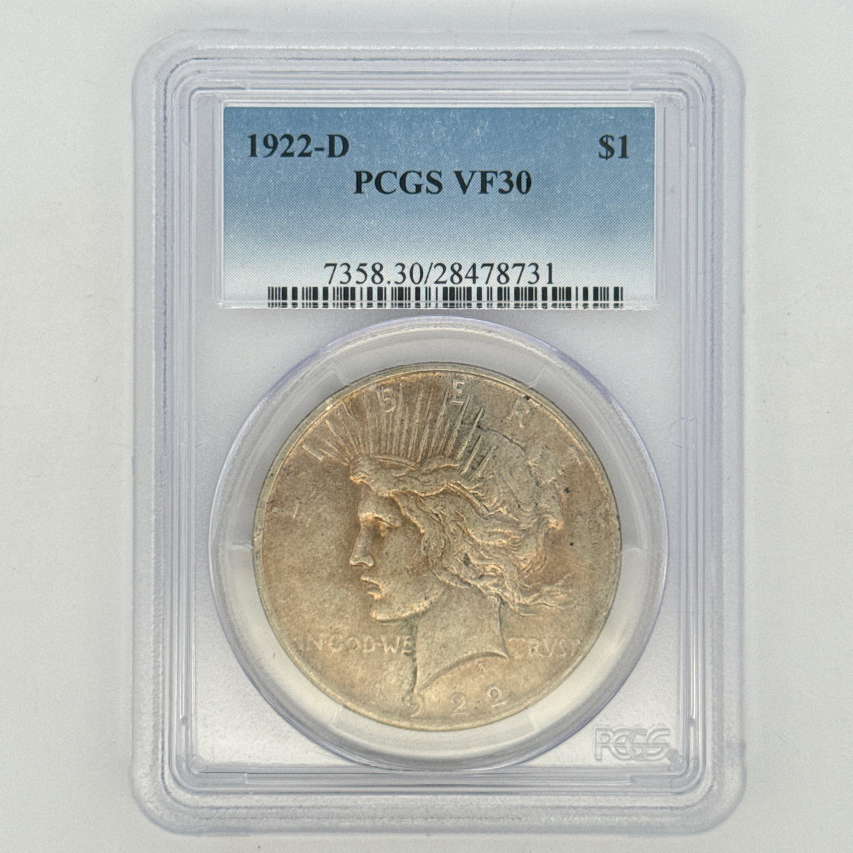 1922-D Peace Silver Dollar VF30 PCGS Graded