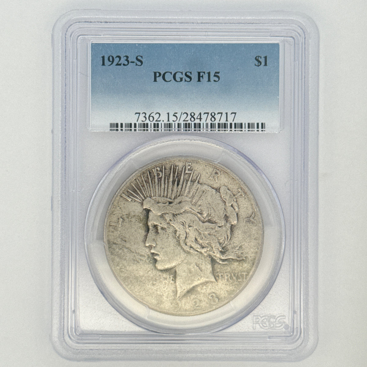 1923-S Peace Silver Dollar F15 PCGS Graded