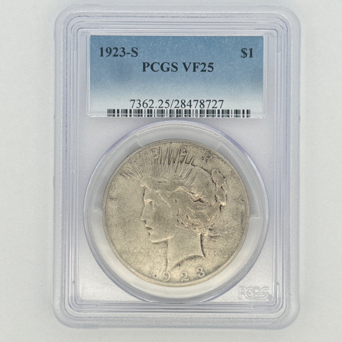 1923-S Peace Silver Dollar VF25 PCGS Graded