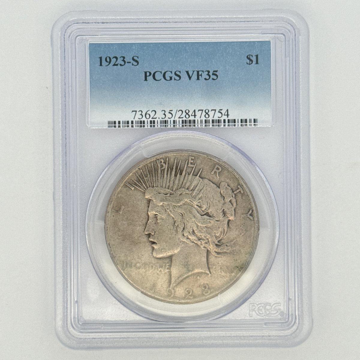 1923-S Peace Silver Dollar VF35 PCGS Graded