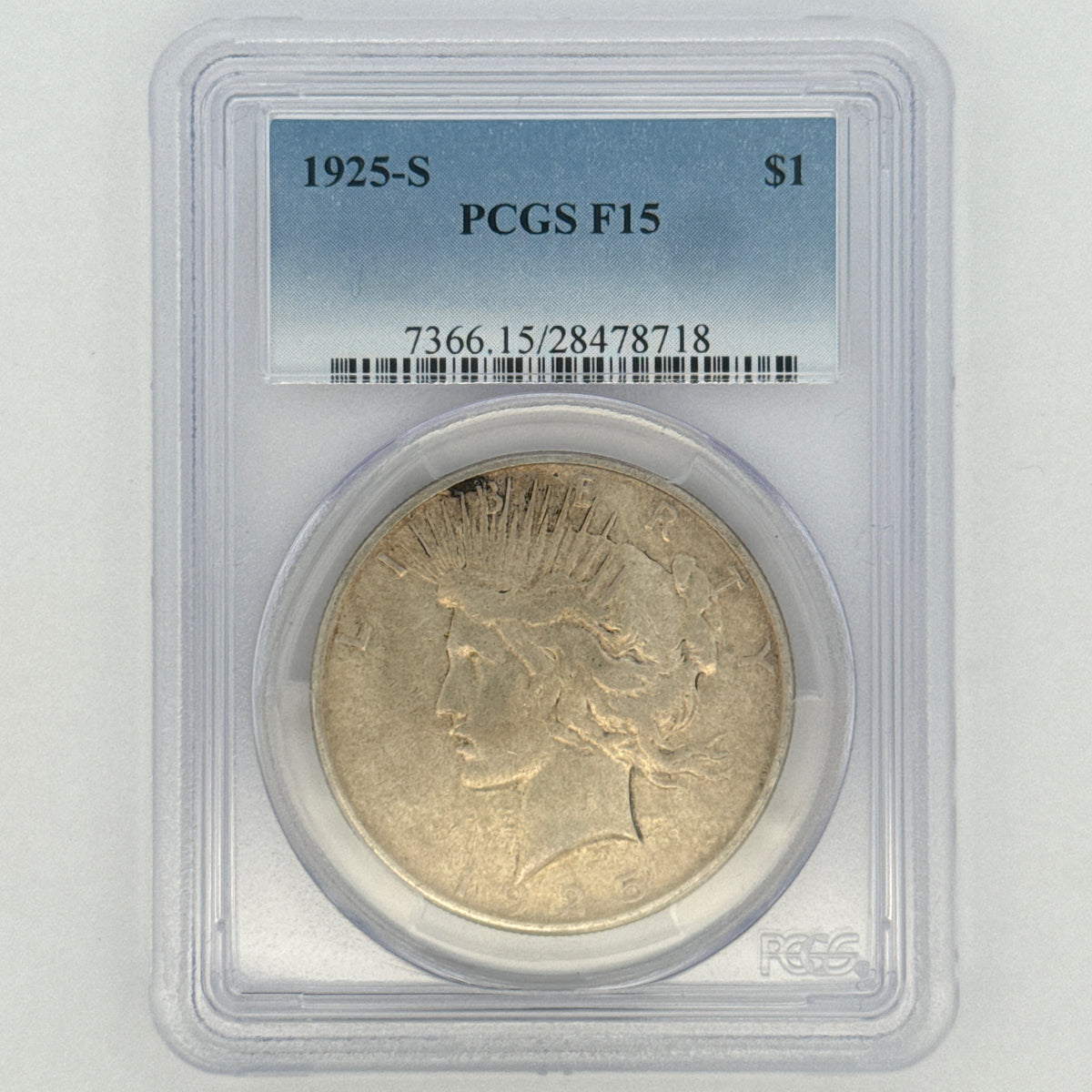 1925-S Peace Silver Dollar F15 PCGS Graded