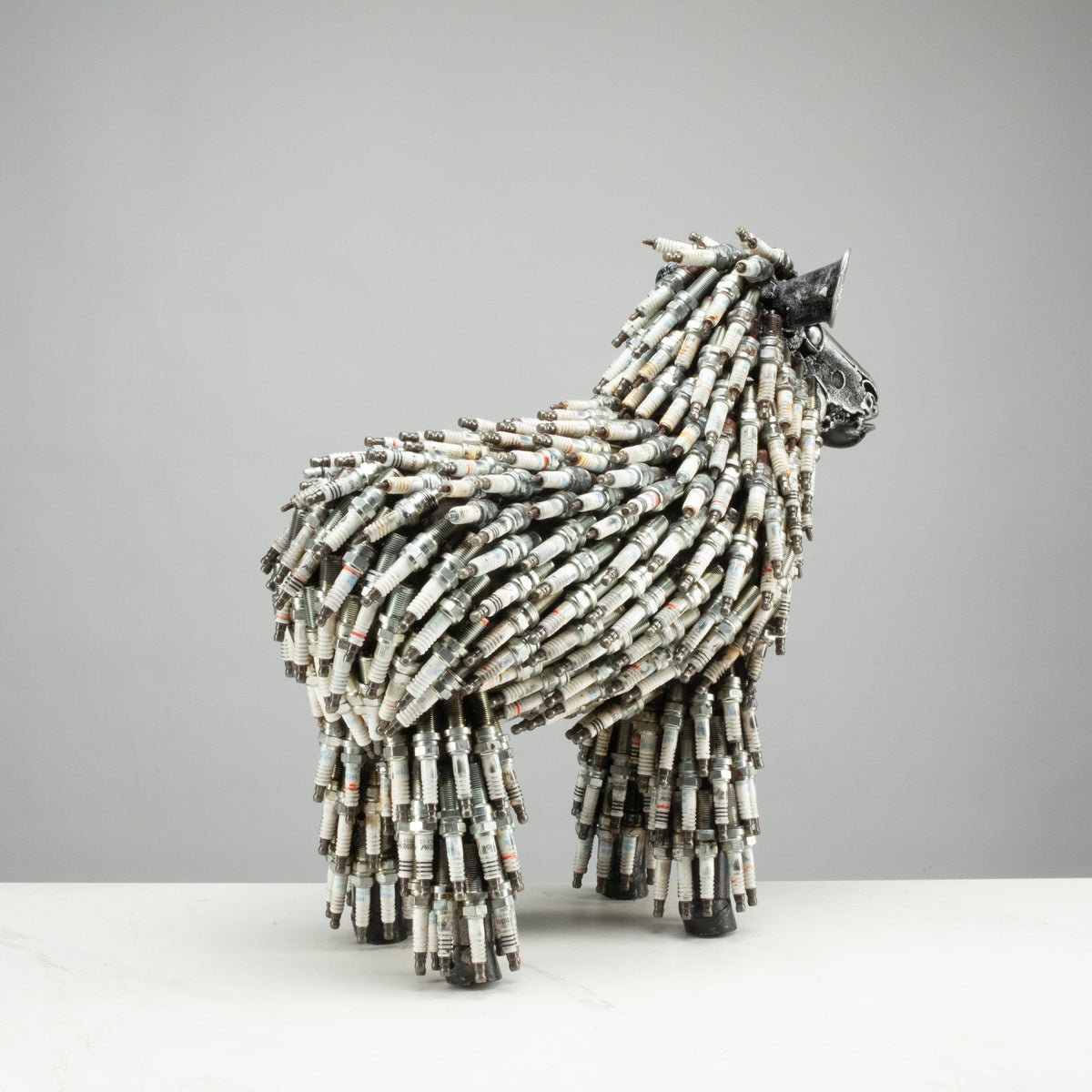 Kalifano Recycled Metal Art 17" Spark Plug Small Sheep (500+) Recycled Metal Sculpture RMS-SS-P