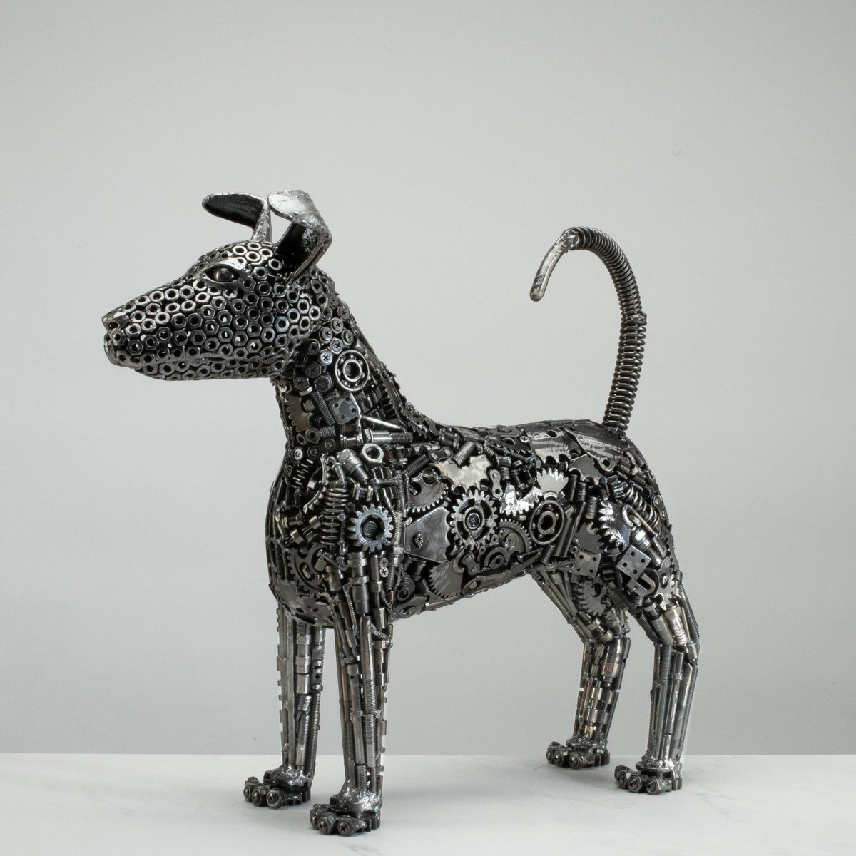 KALIFANO Recycled Metal Art 20" Bull Terrier Dog Recycled Metal Art Sculpture RMS-BT50x48-PK