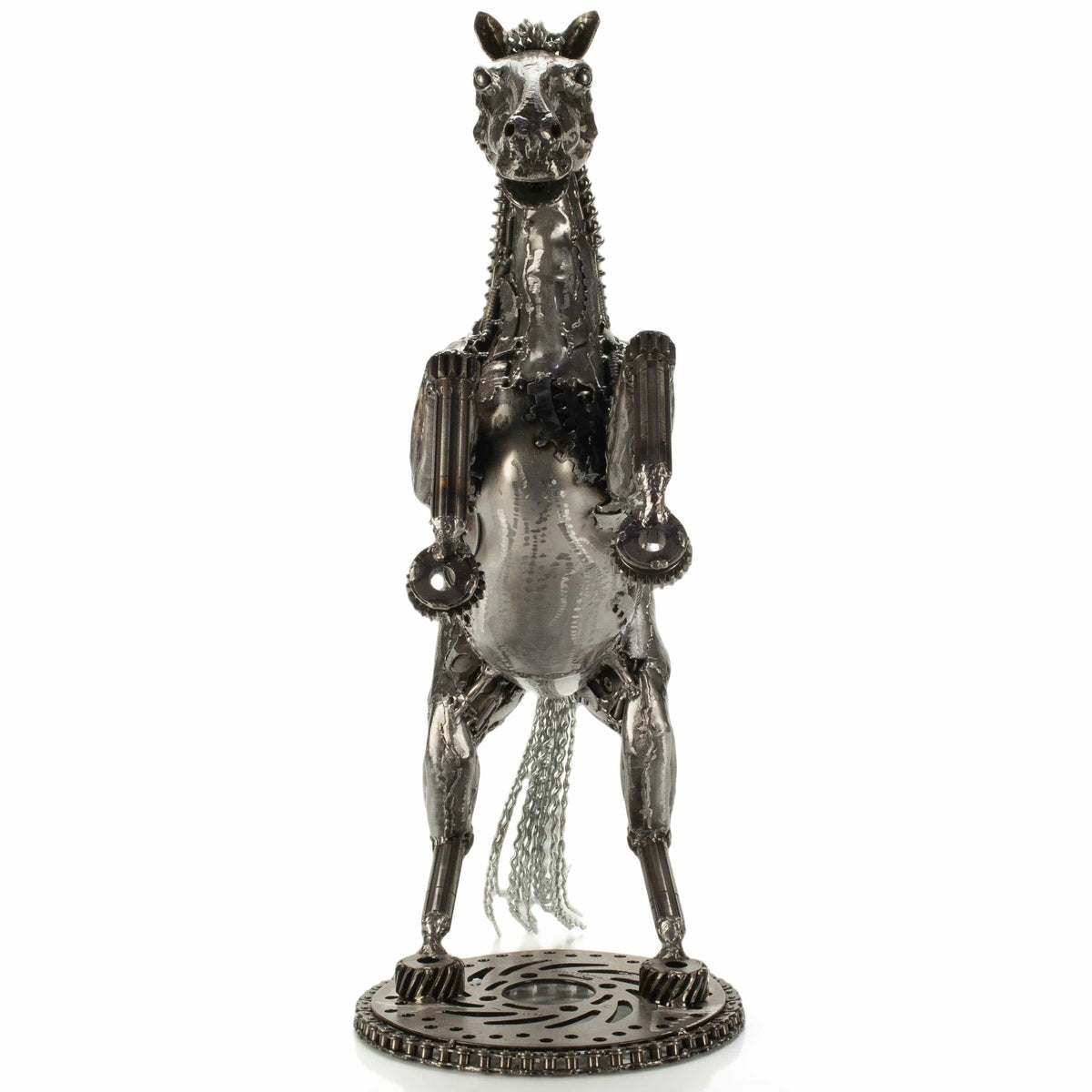 KALIFANO Recycled Metal Art 29" Jumping Horse Inspired Recycled Metal Art Sculpture RMS-JHS74x53-PK