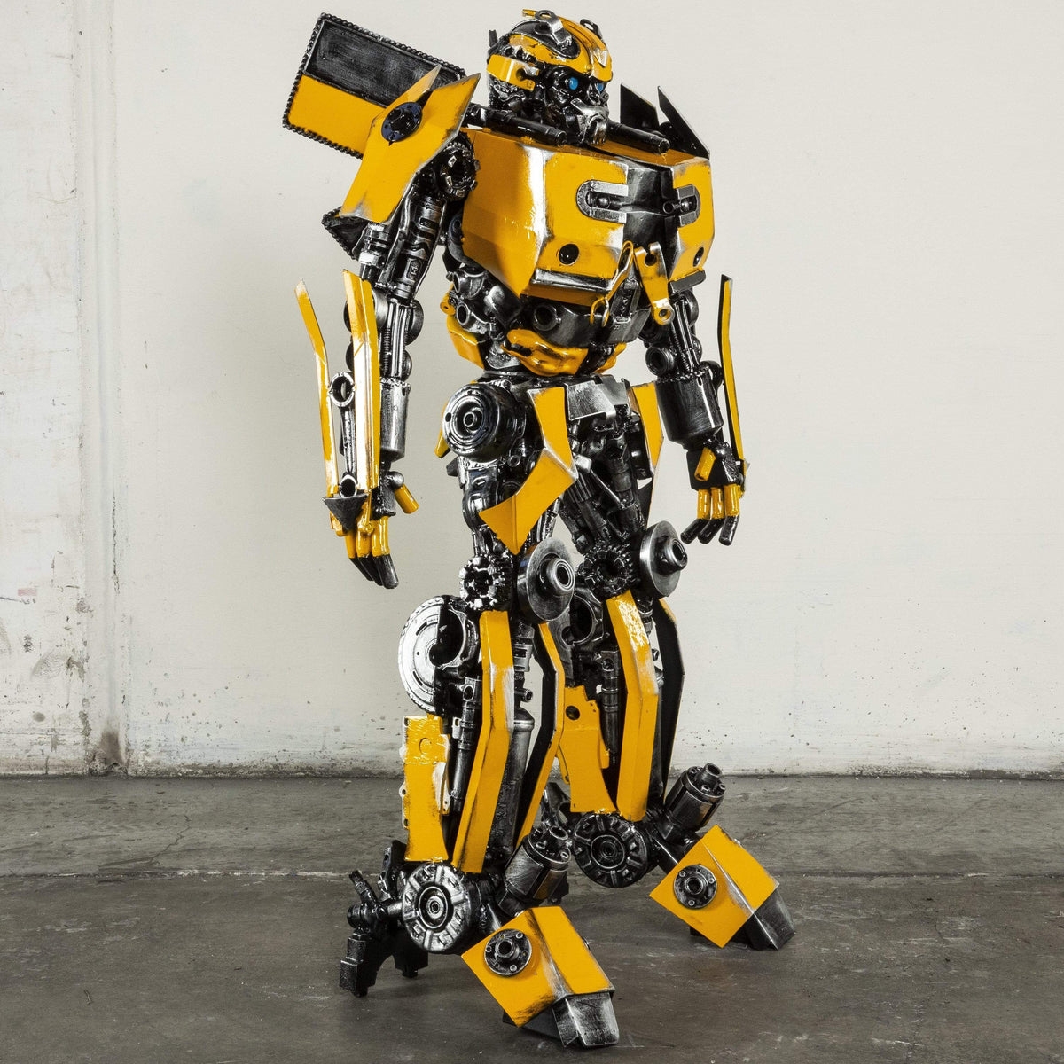 Kalifano Recycled Metal Art 44" Bumblebee Inspired Recycled Metal Art Sculpture RMS-BB110-P