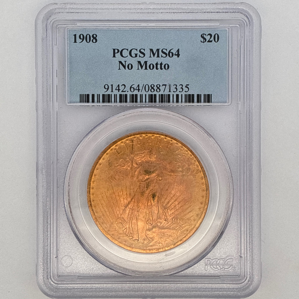 1908 $20 Saint-Gaudens Double Eagle MS64 PCGS Graded