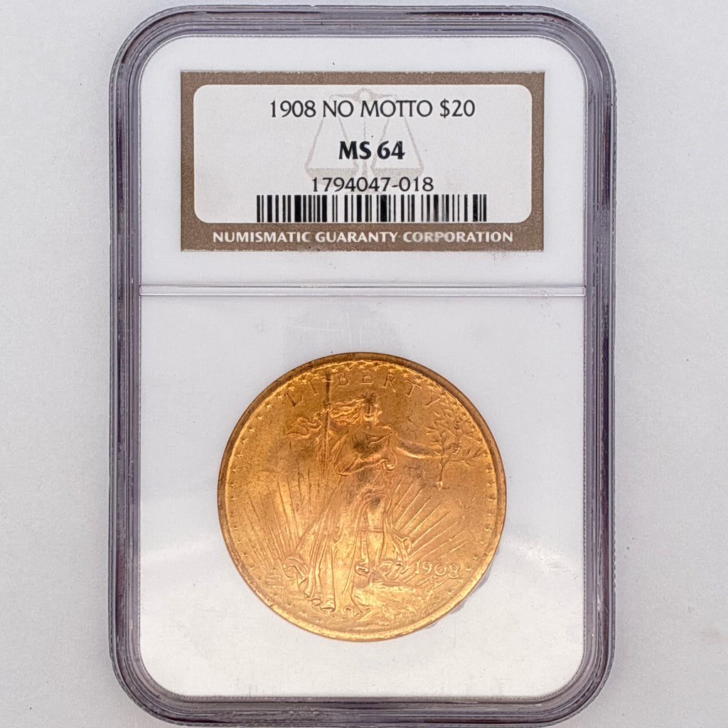 1908 $20 Saint-Gaudens Double Eagle MS64 PCGS Graded