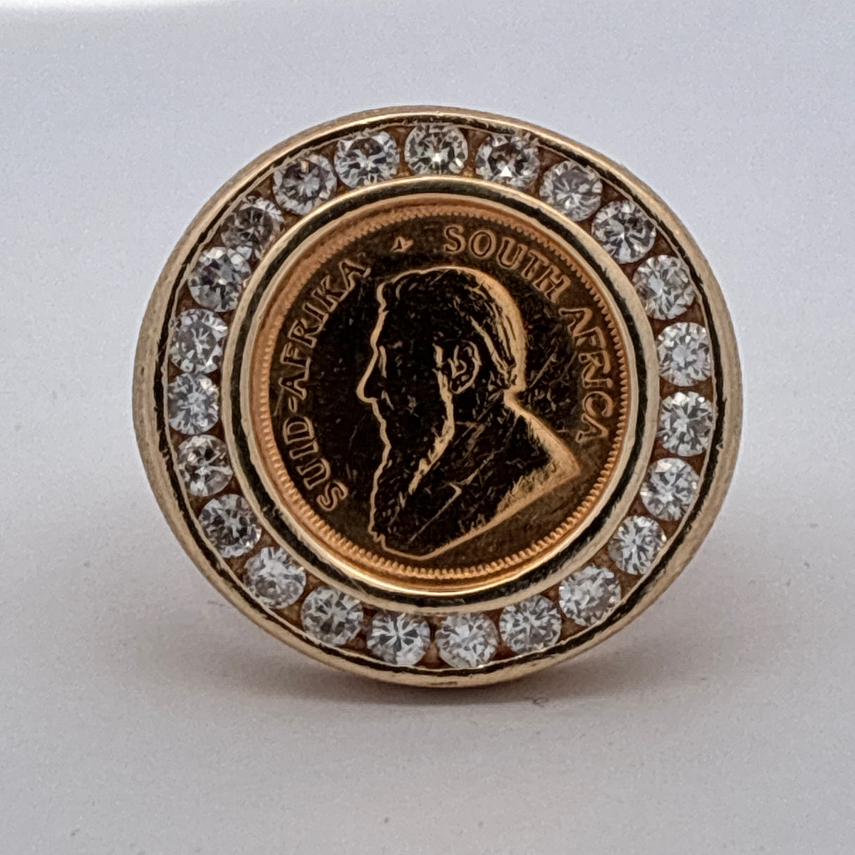 14k 18.9g Signet Ring with Krugerrand and Gold Bezel