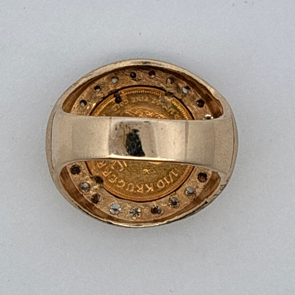 14k 18.9g Signet Ring with Krugerrand and Gold Bezel