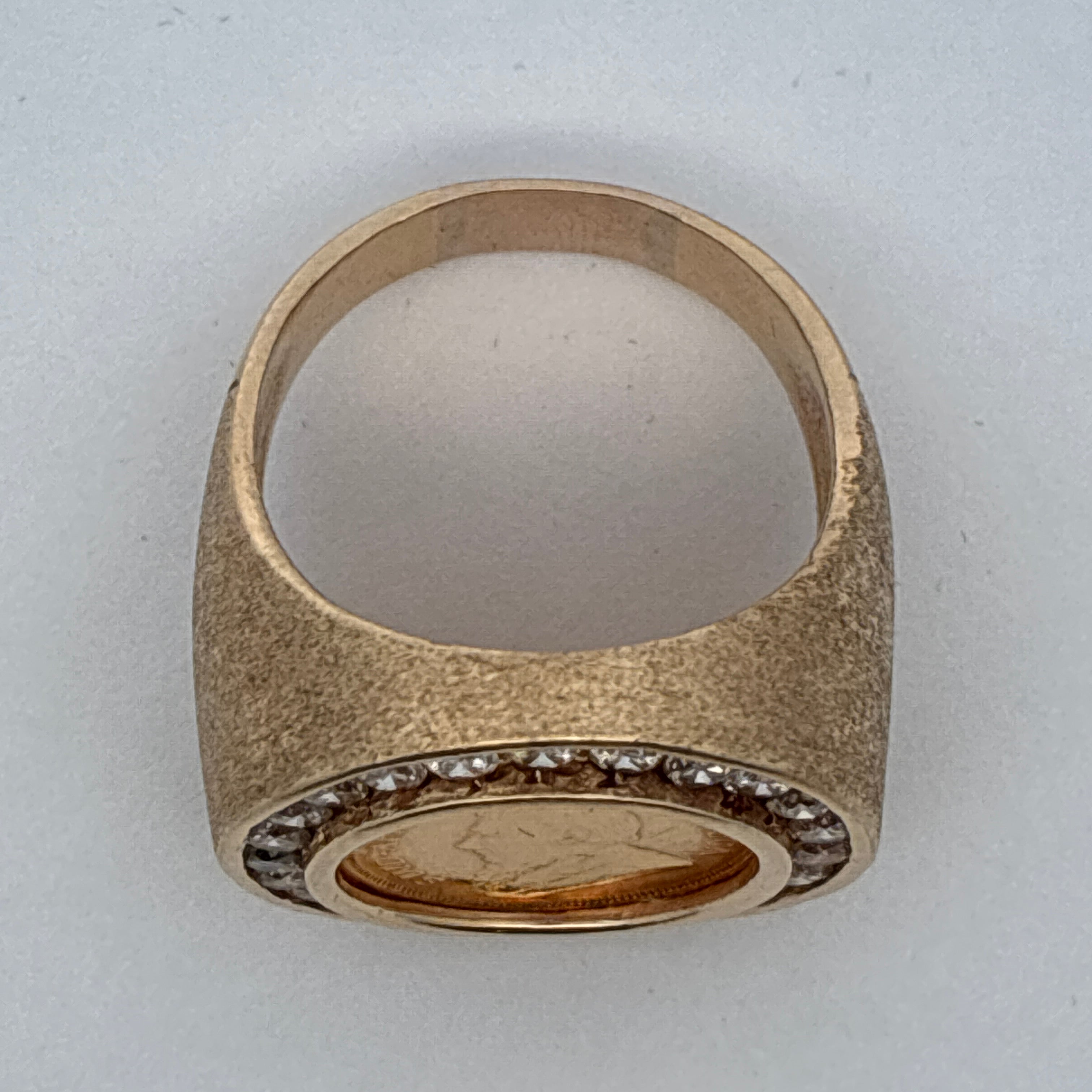 14k 18.9g Signet Ring with Krugerrand and Gold Bezel