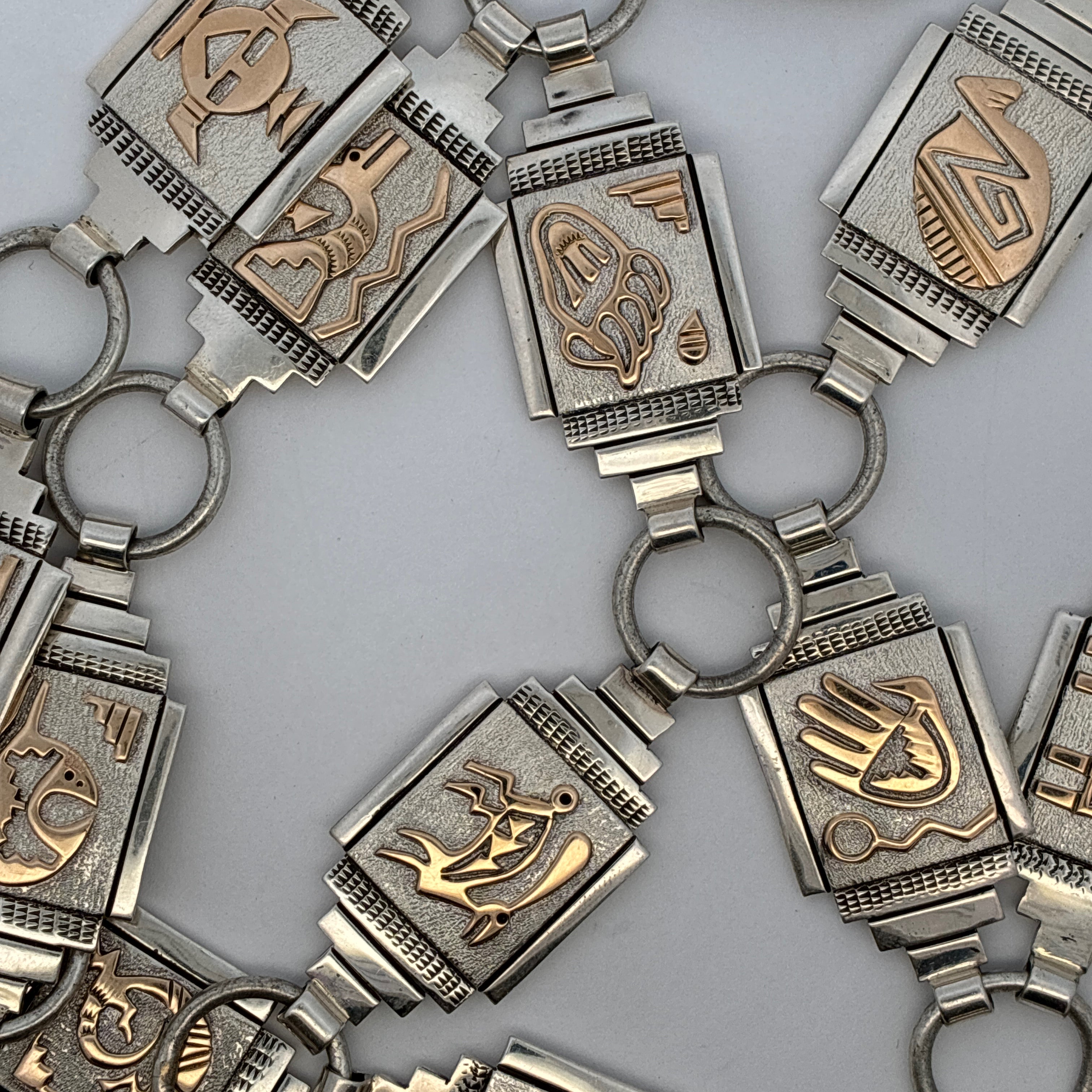 Silver & Gold Mixed Metal Motif Link Chain Belt