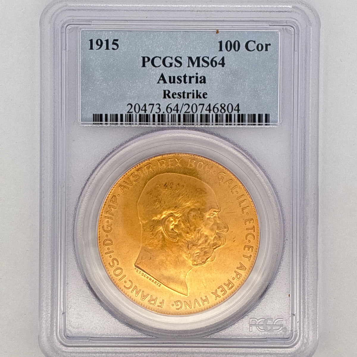1915 100 Corona Austria  Restrike MS64 PCGS Graded