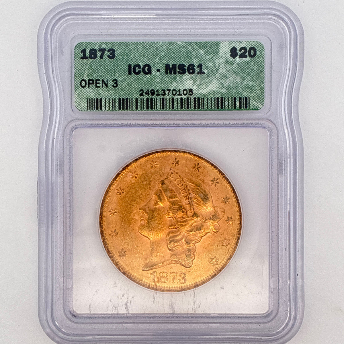 1873 $20 Liberty Head Double Eagle MS61 ICG Graded