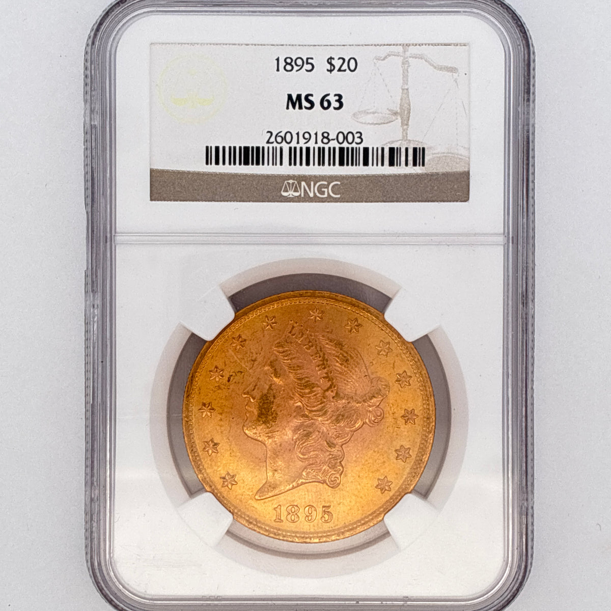 1895 $20 Liberty Head Double Eagle MS63 NGC Graded