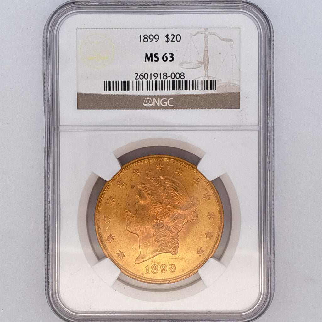 1899 $20 Liberty Head Double Eagle MS63 NGC Graded