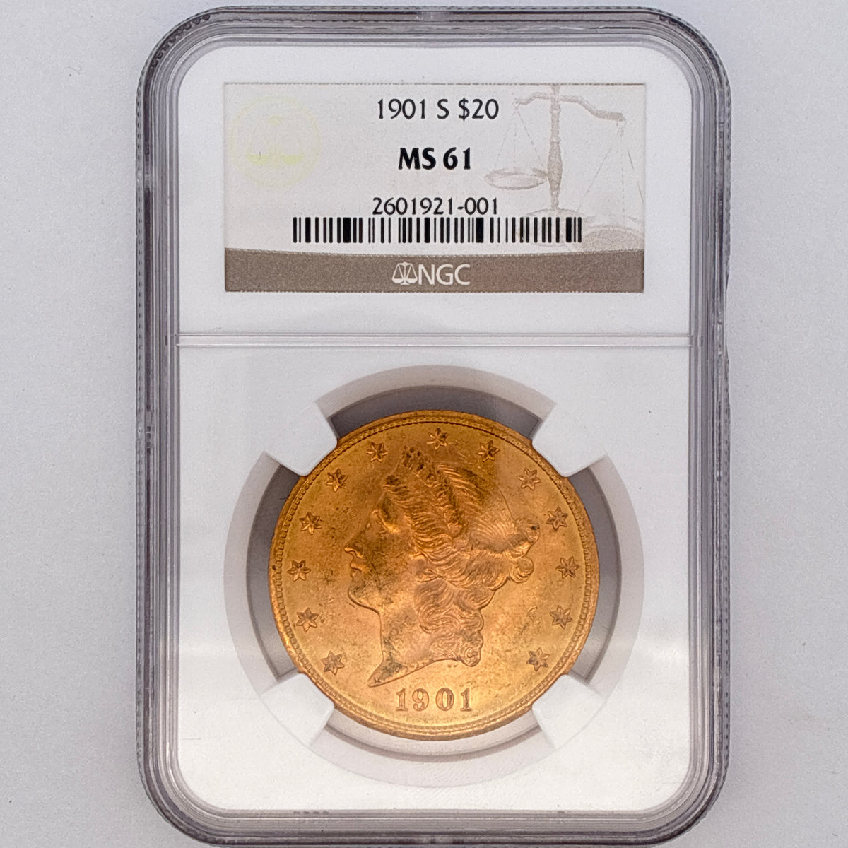 1901-S $20 Liberty Head Double Eagle MS61 NGC Graded