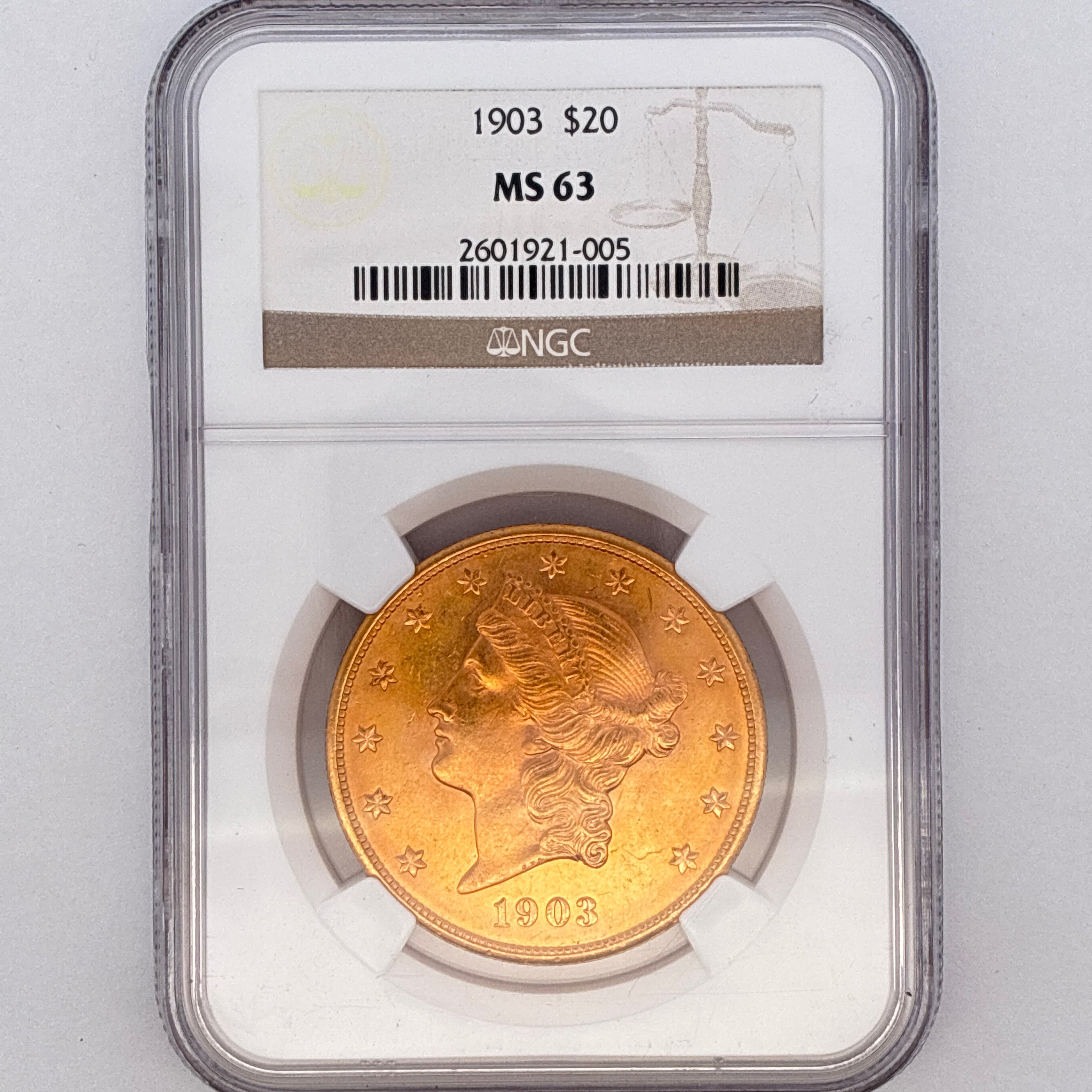 1903 $20 Liberty Head Double Eagle MS63 NGC Graded