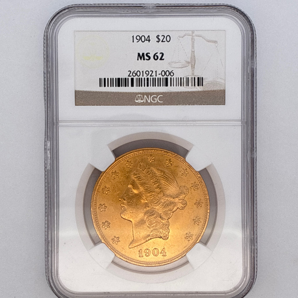 1904 $20 Liberty Head Double Eagle MS62 NGC Graded