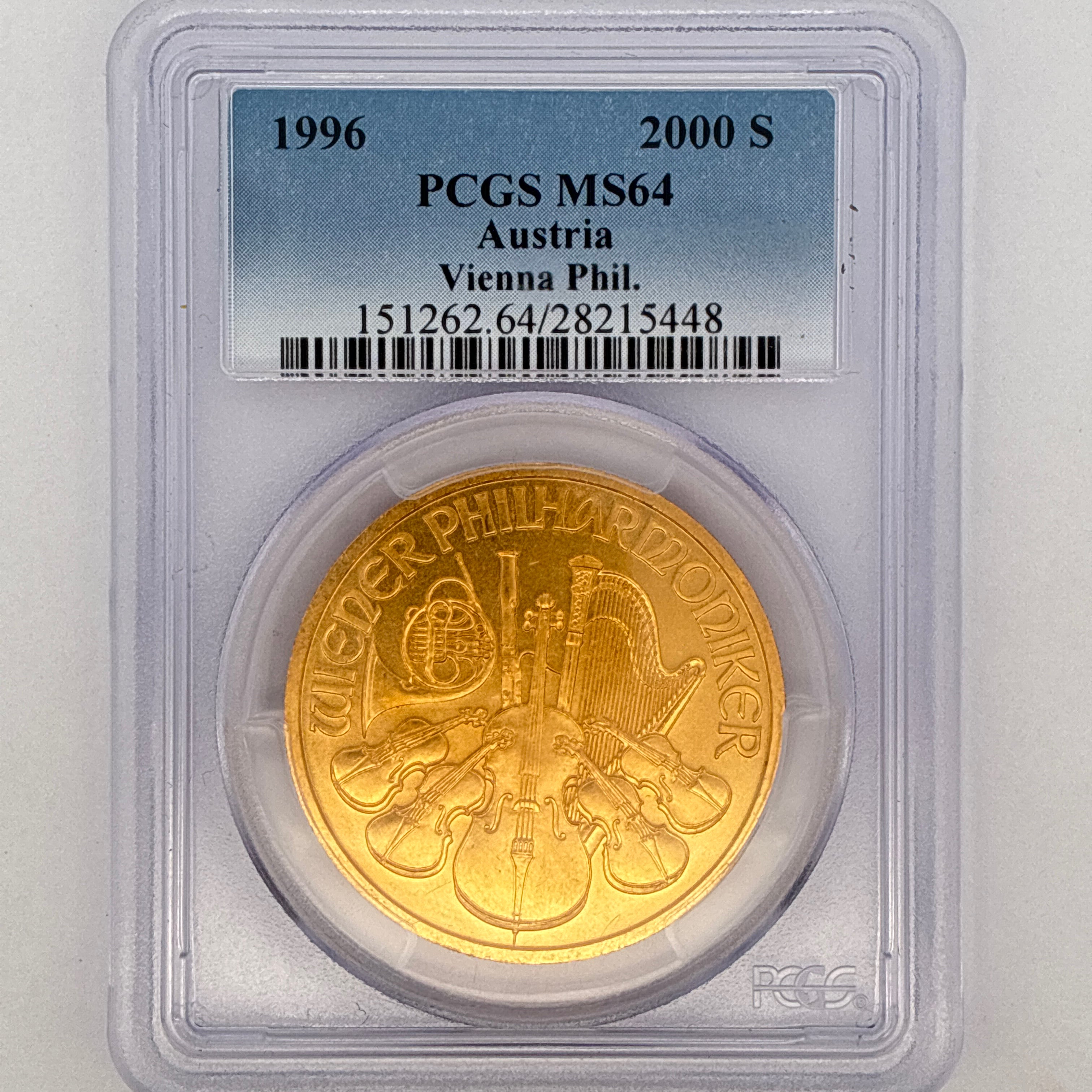 1996 2000 Schilling Austria Vienna Phil MS64 PCGS Graded
