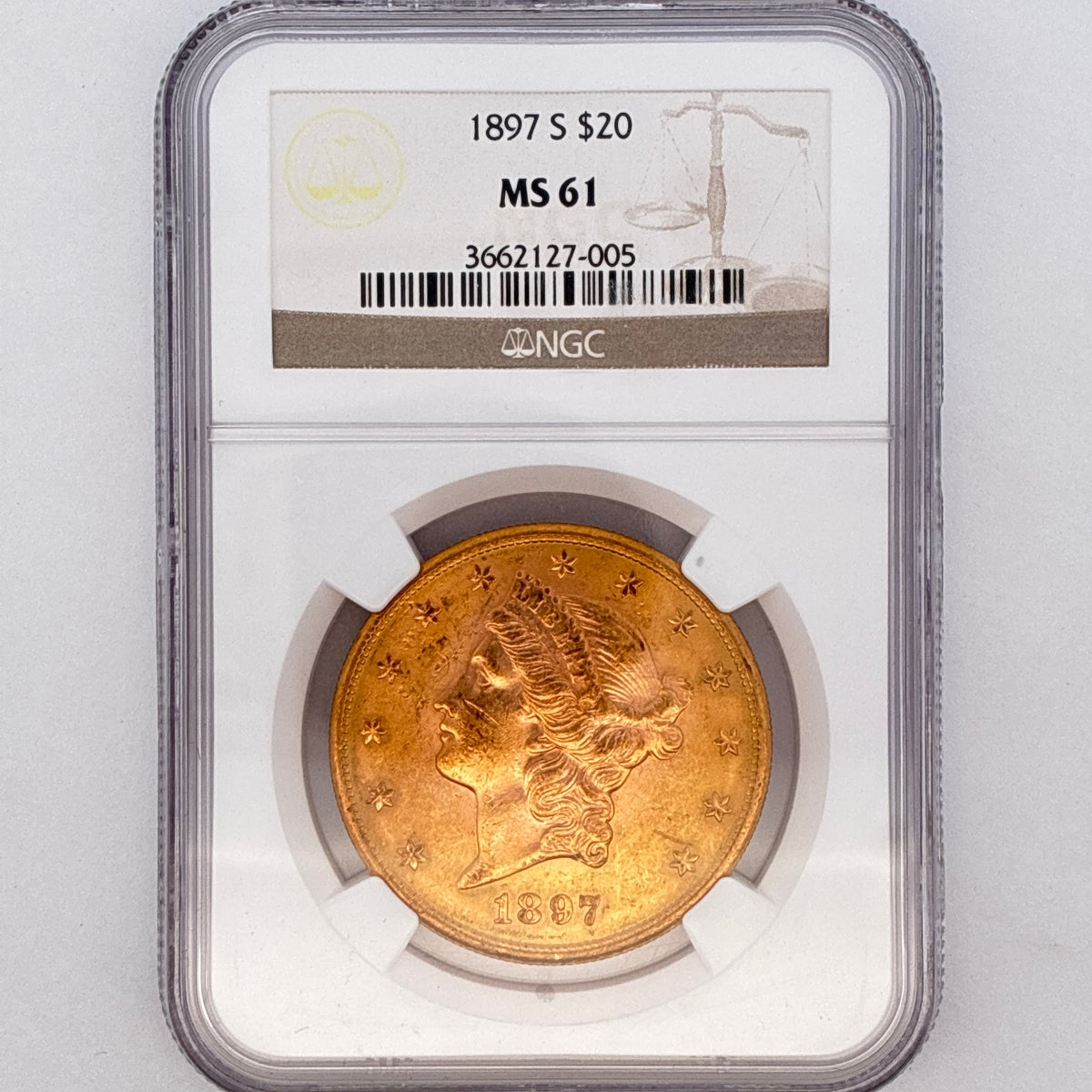 1897-S $20 Liberty Head Double Eagle MS61 NGC Graded