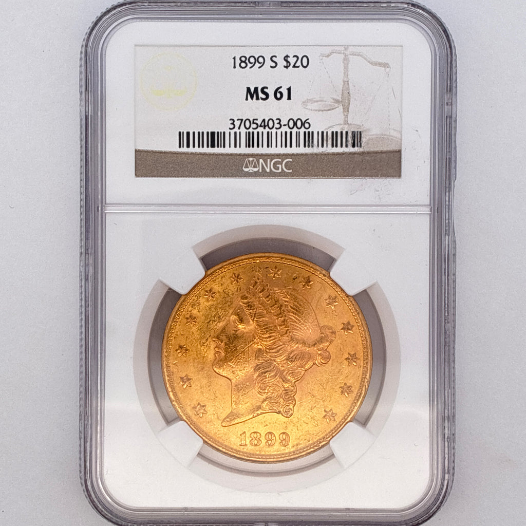 1899-S $20 Liberty Head Double Eagle MS61 NGC Graded