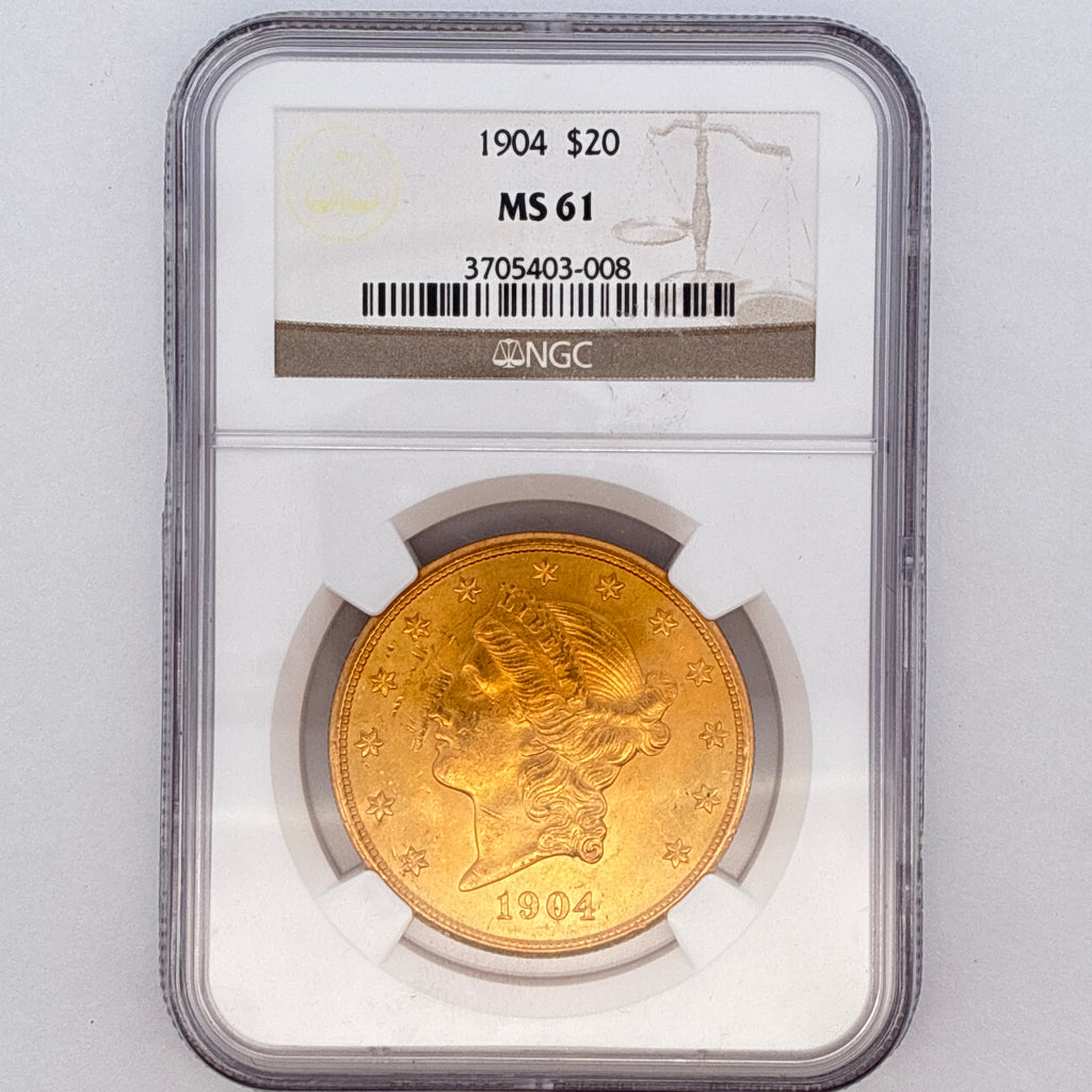 1904 $20 Liberty Head Double Eagle MS61 NGC Graded