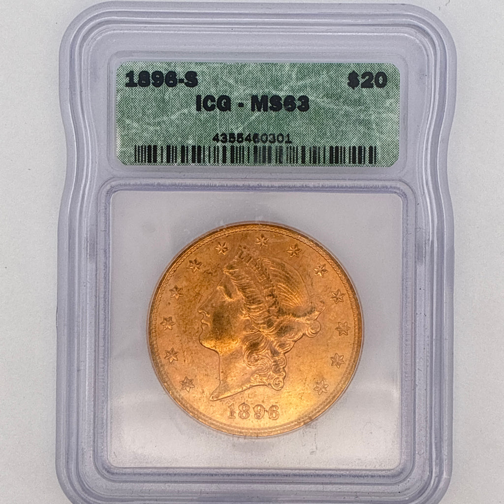 1896-S $20 Liberty Head Double Eagle MS63 ICG Graded