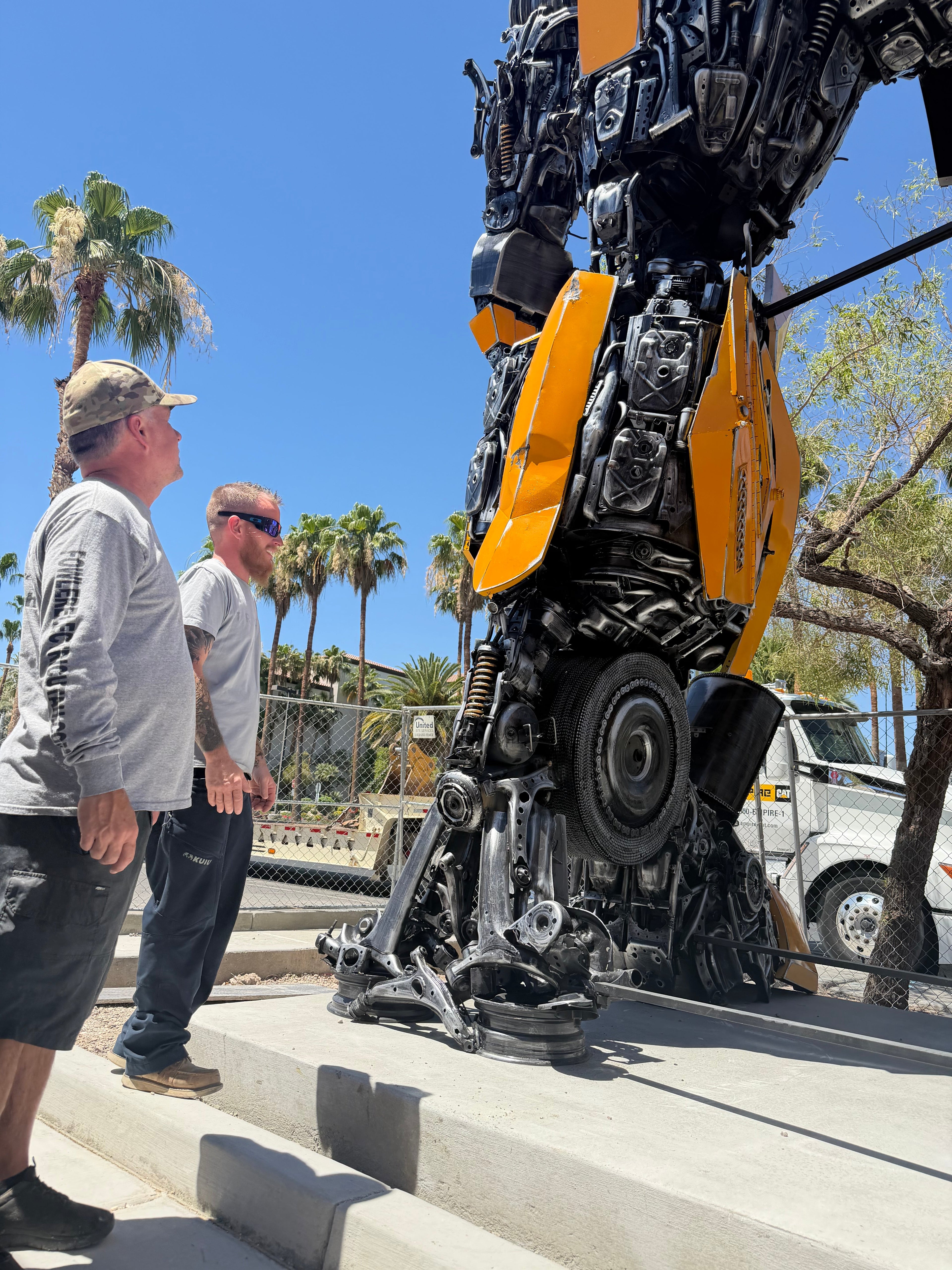 26.5 Feet Tall Bumblebee Inspired Recycled Metal Sculpture