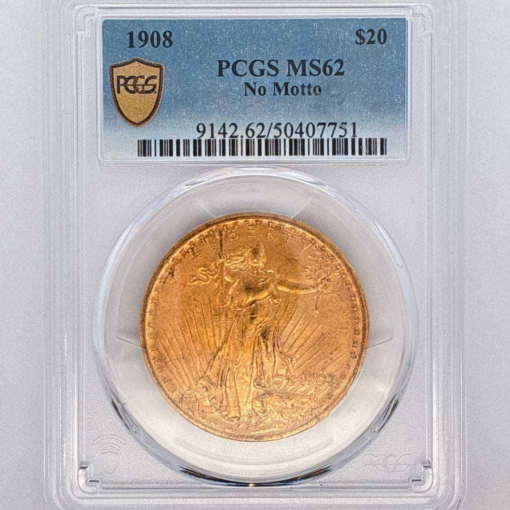1908 $20 Saint-Gaudens Double Eagle MS62 PCGS Graded