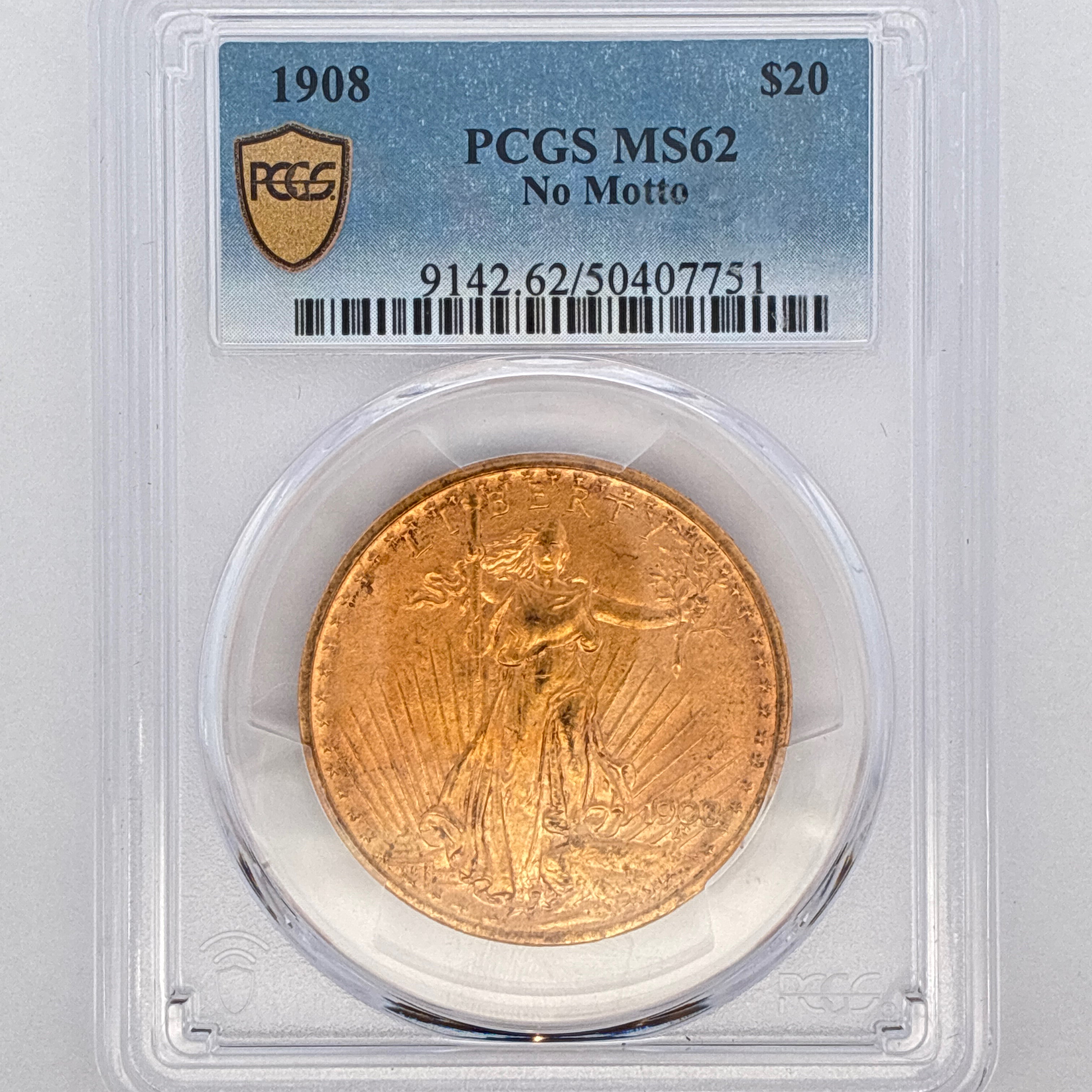 1908 $20 Saint-Gaudens Double Eagle MS62 PCGS Graded