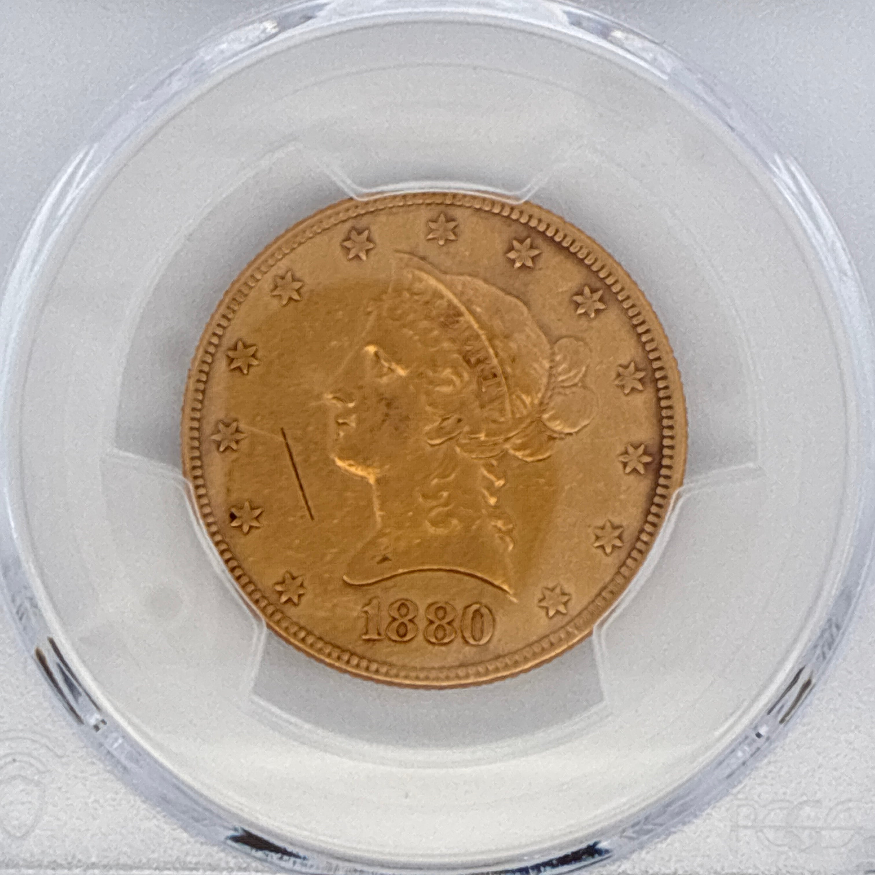 1880 $10 Liberty Head Gold Eagle Harshly Cleaned-AU Detail PCGS Graded