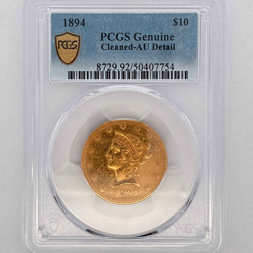 1894 $10 Liberty Head Gold Eagle Cleaned-AU Detail PCGS Graded