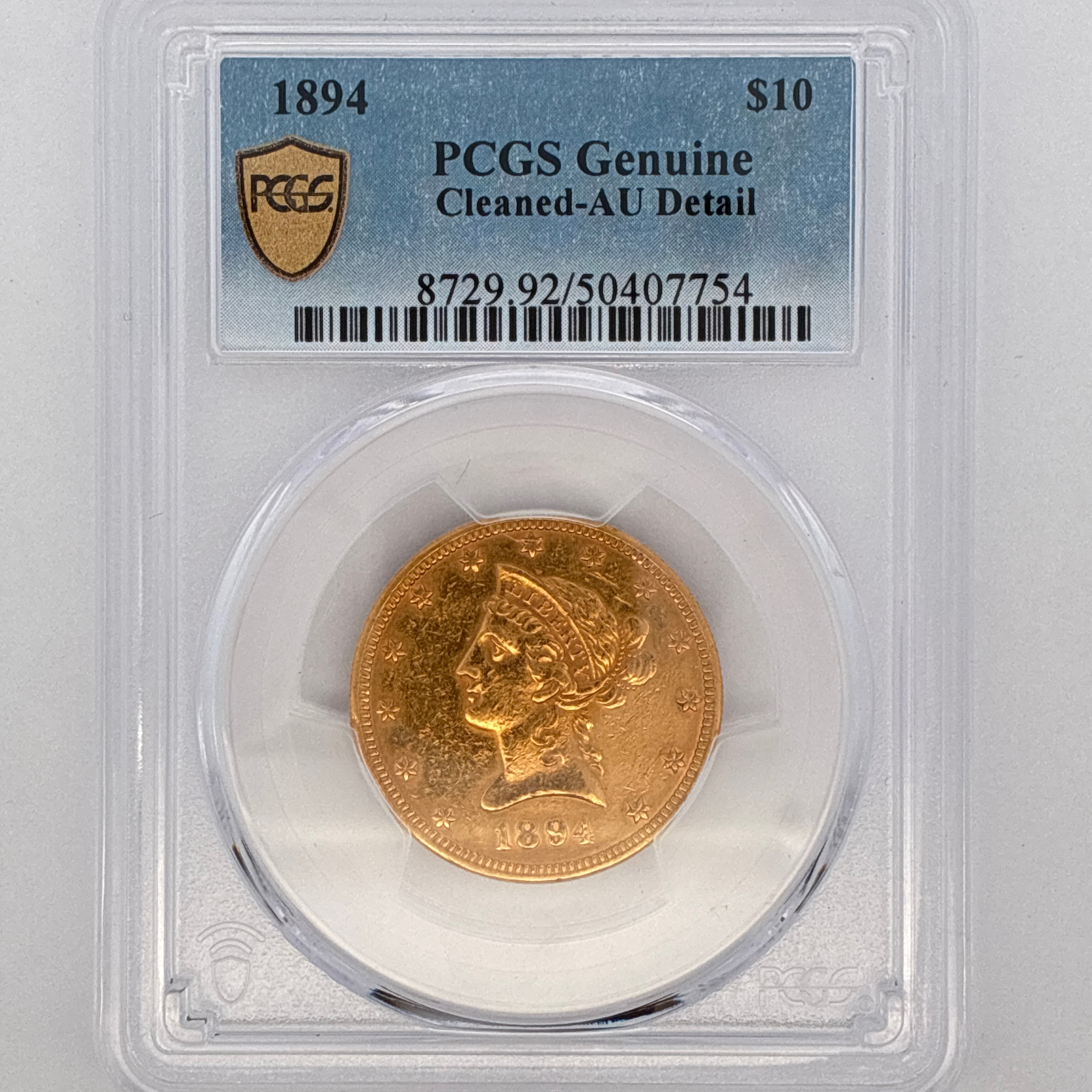 1894 $10 Liberty Head Gold Eagle Cleaned-AU Detail PCGS Graded