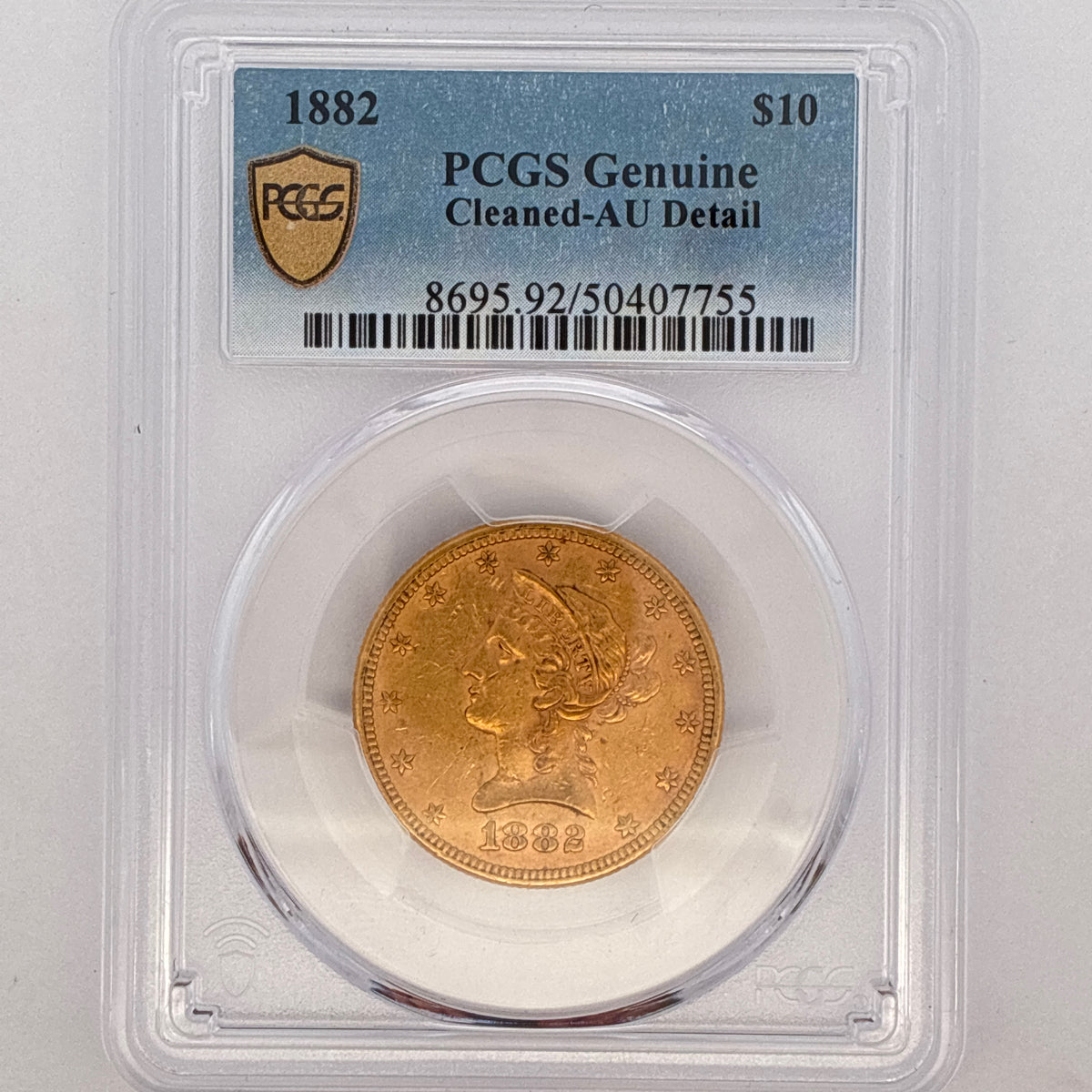 1882 $10 Liberty Head Gold Eagle Cleaned-AU Detail PCGS Graded