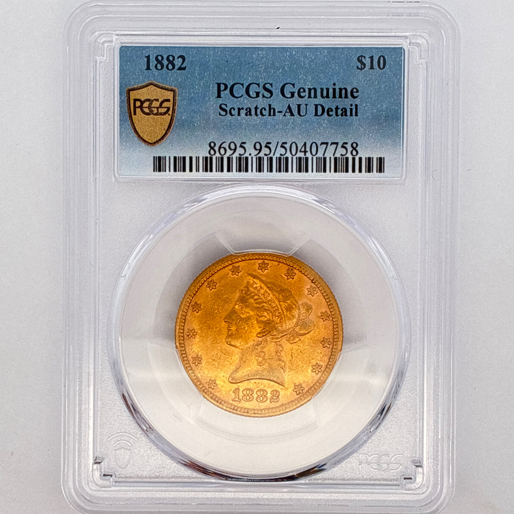 1882 $10 Liberty Head Gold Eagle Scratch-AU Detail PCGS Graded
