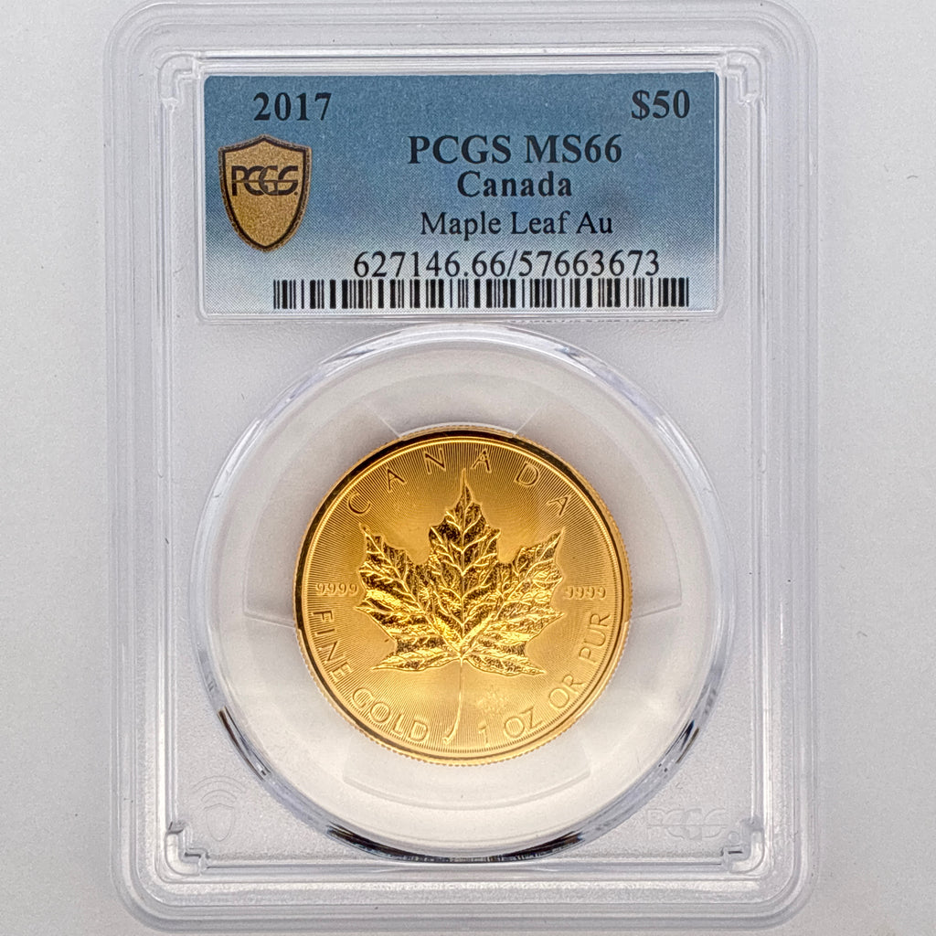 2017 $50 Canadian Gold Maple Leaf MS66 PCGS Graded