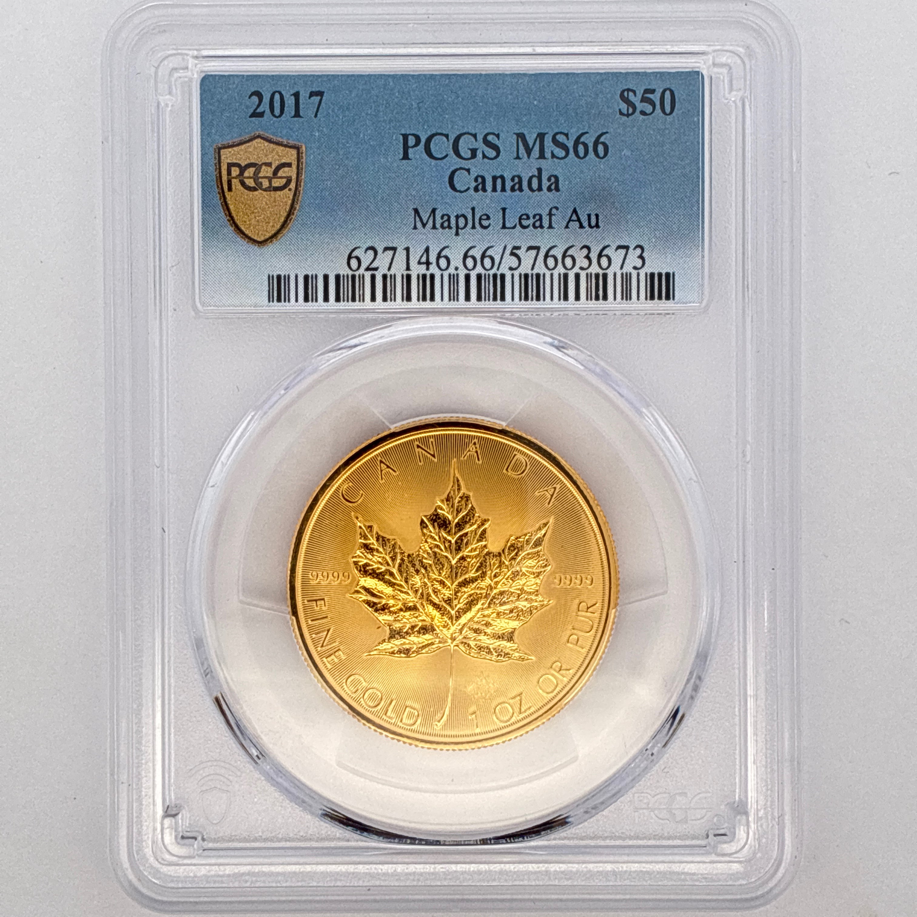 2017 $50 Canadian Gold Maple Leaf MS66 PCGS Graded