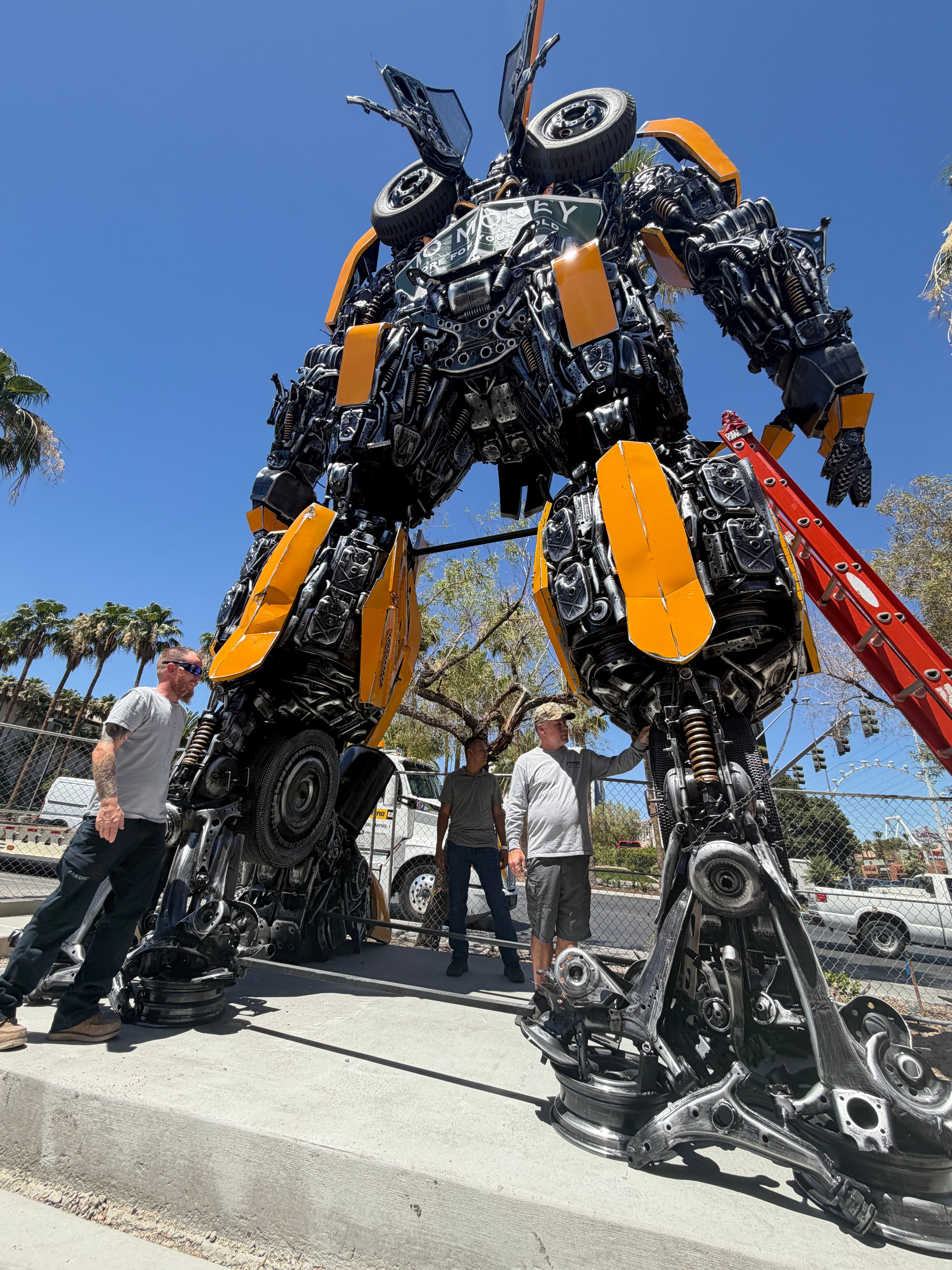 26.5 Feet Tall Bumblebee Inspired Recycled Metal Sculpture