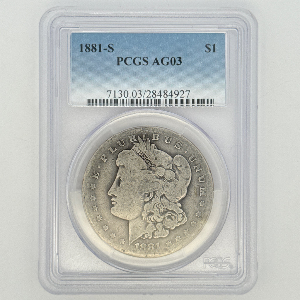 1881-S Morgan Silver Dollar AG3 PCGS Graded