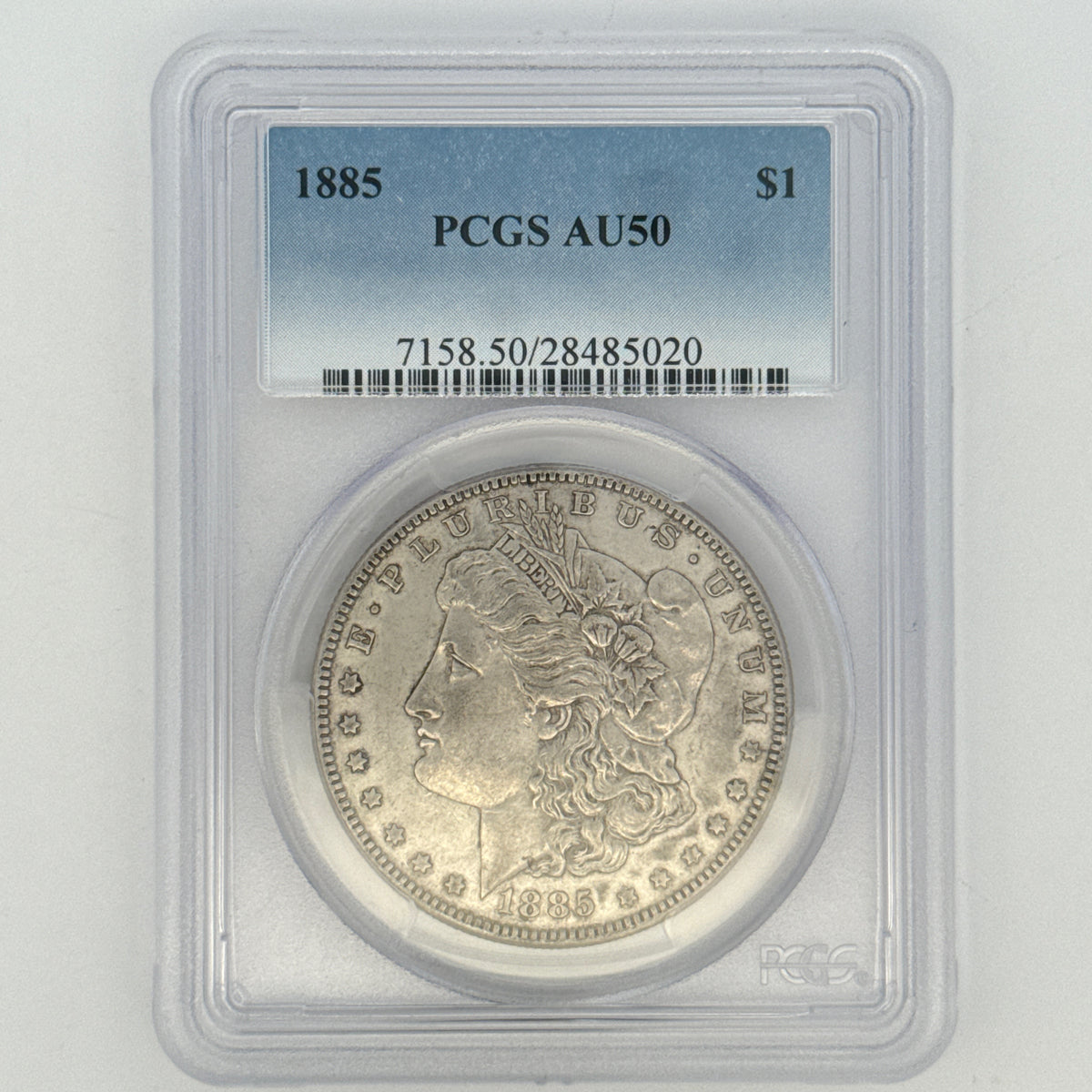 1885 Morgan Silver Dollar AU50 PCGS Graded