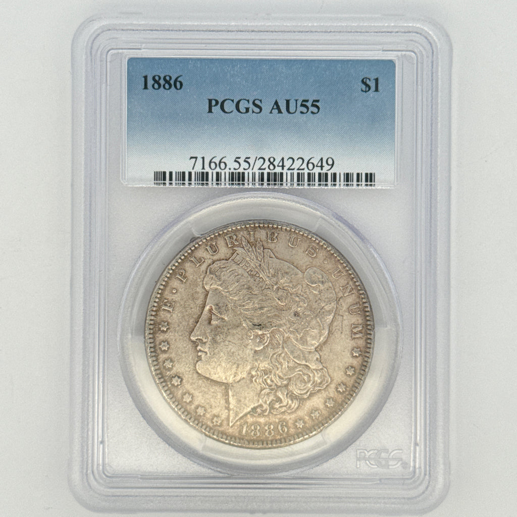 1886 Morgan Silver Dollar AU55 PCGS Graded