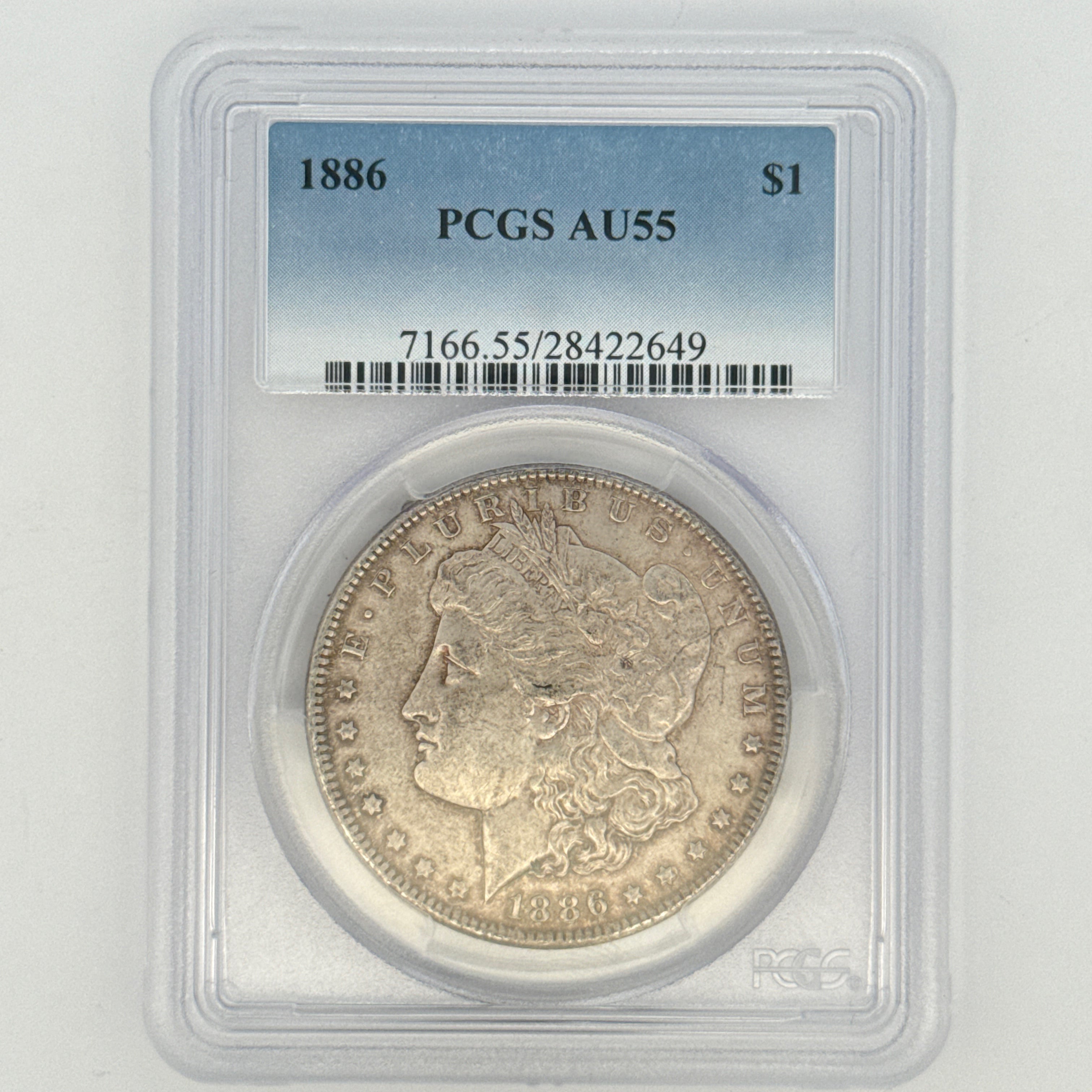 1886 Morgan Silver Dollar AU55 PCGS Graded
