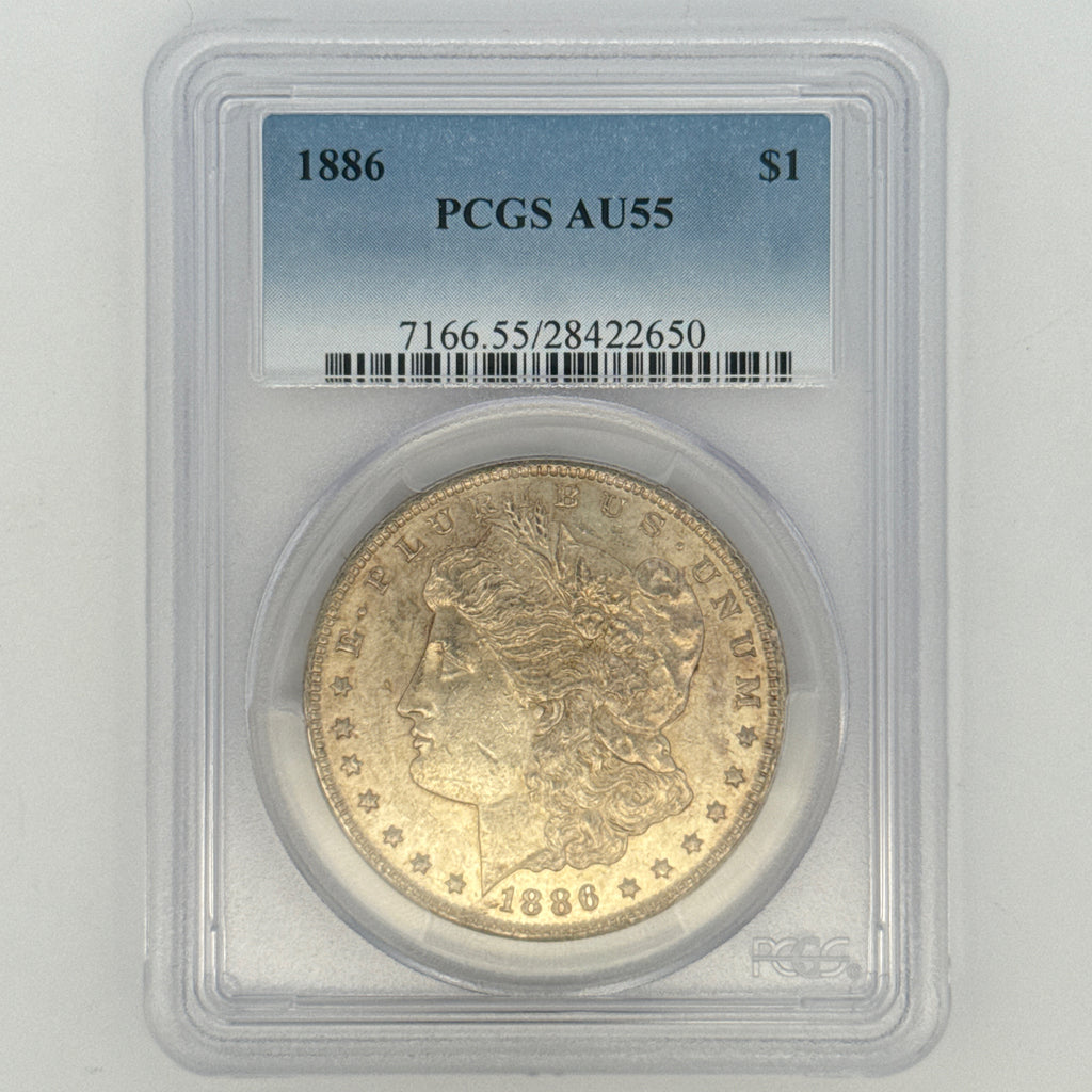 1886 Morgan Silver Dollar AU55 PCGS Graded