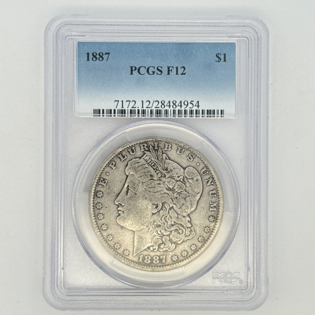 1887 Morgan Silver Dollar F12 PCGS Graded