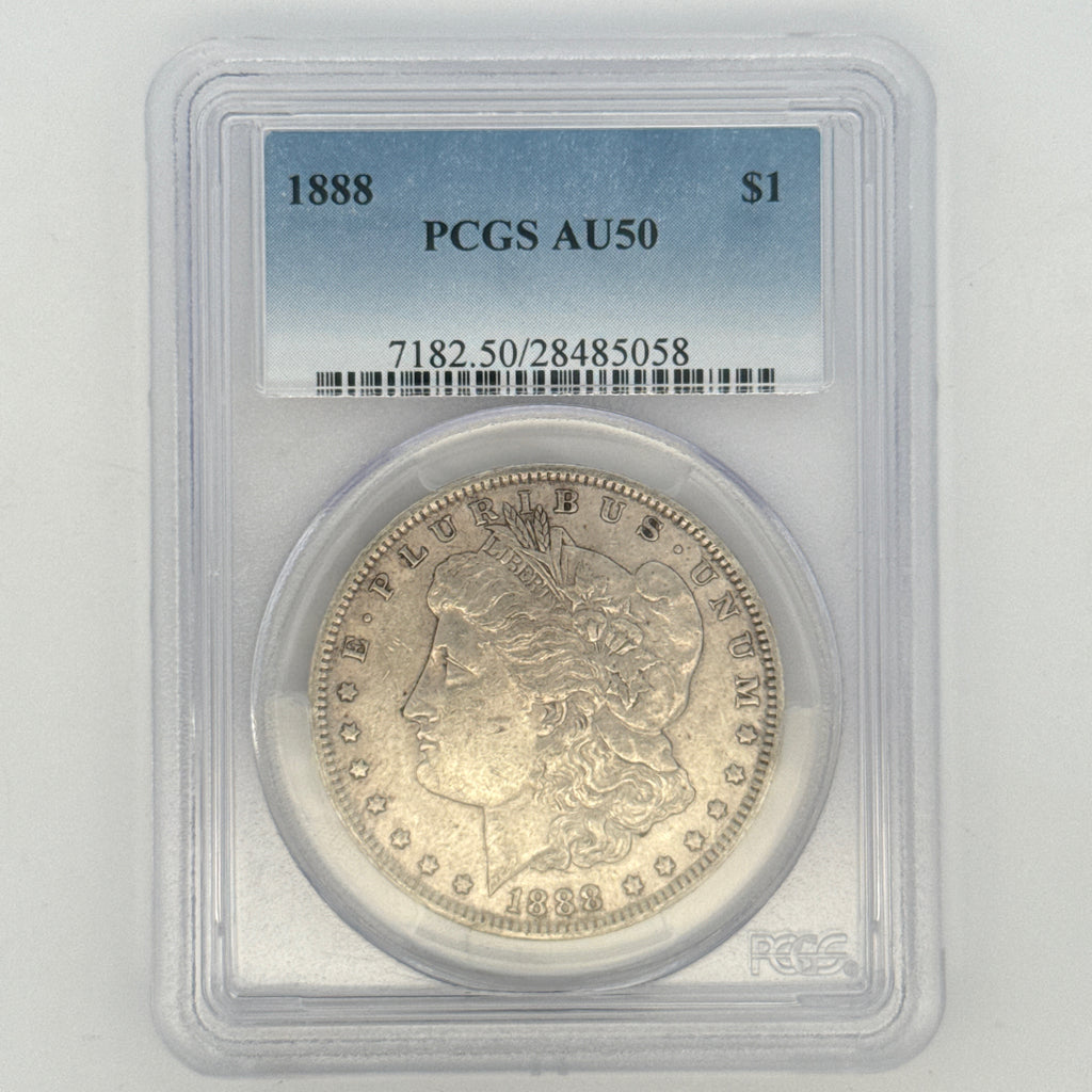 1888 Morgan Silver Dollar AU50 PCGS Graded